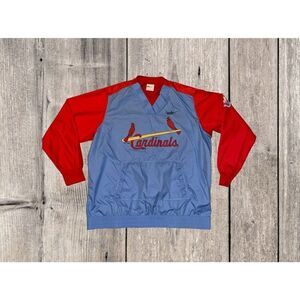 Nike St. Louis Cardinals Cooperstown Collection Pullover Windbreaker V Neck Sz L